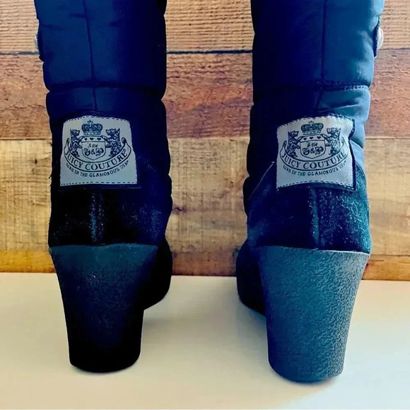 Juicy Couture Everest Quilted Nylon Suede FauxFur Knee High Tall Wedge Boots - Picture 8 of 13